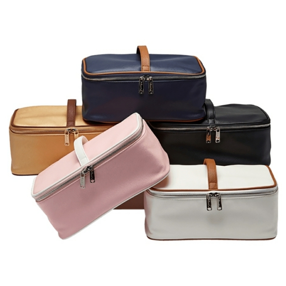 Croft Ave Mia 2-in-1 Pink Leather Cosmetic Case